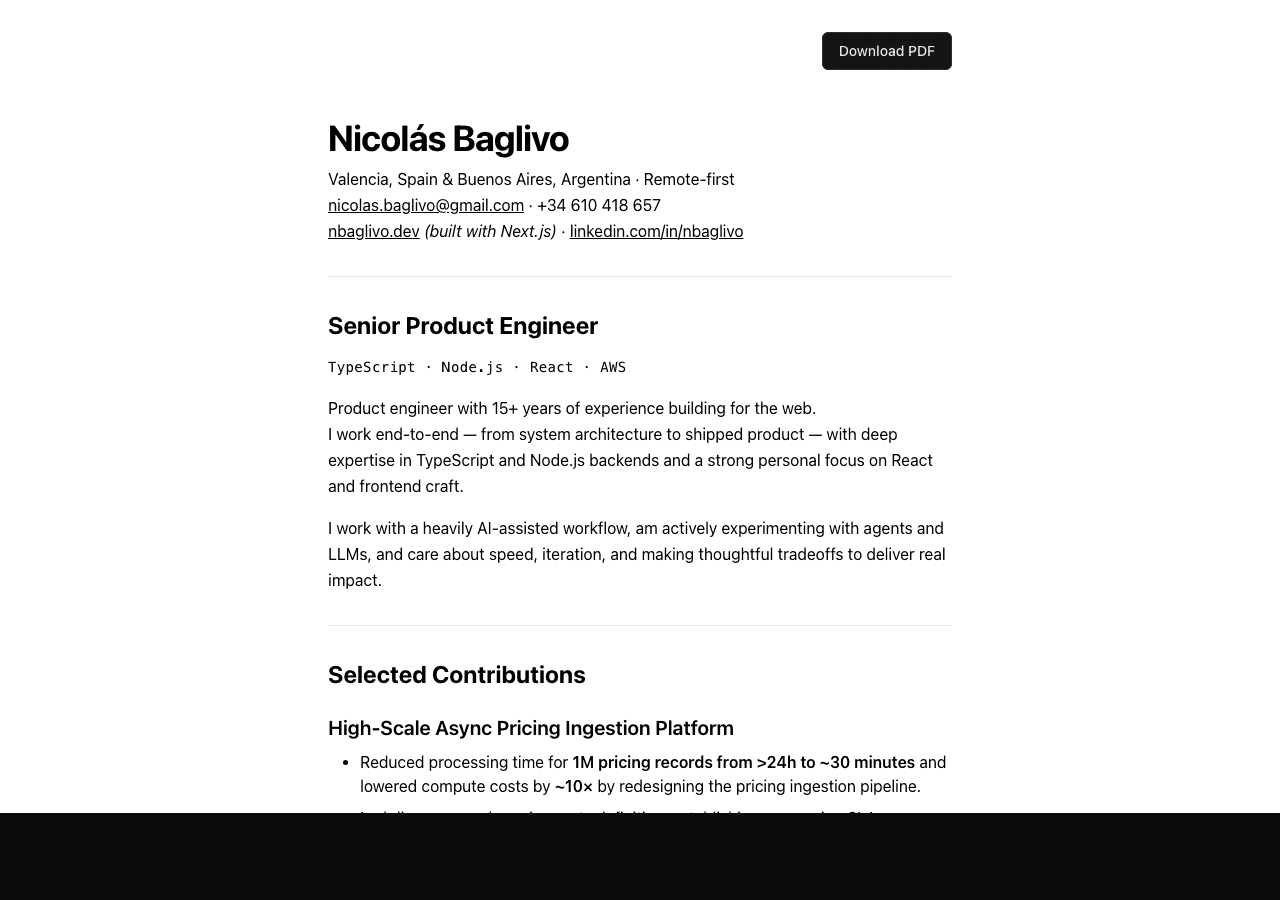 Live CV example built with cvmd.sh